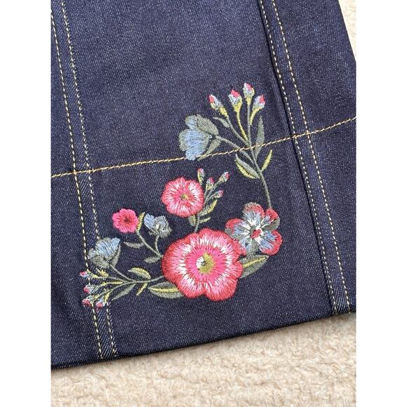 Kate Spade NWT Embroidered Floral A-Line Denim Skirt Sz 2 Western Boho Buttons - Picture 10 of 16